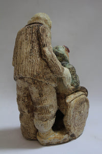 Uniek beeld Man en Vrouw Echtpaar Handgemaakt Keramiek - Binnen/buiten - Beige 15 x 20 x 28 cm